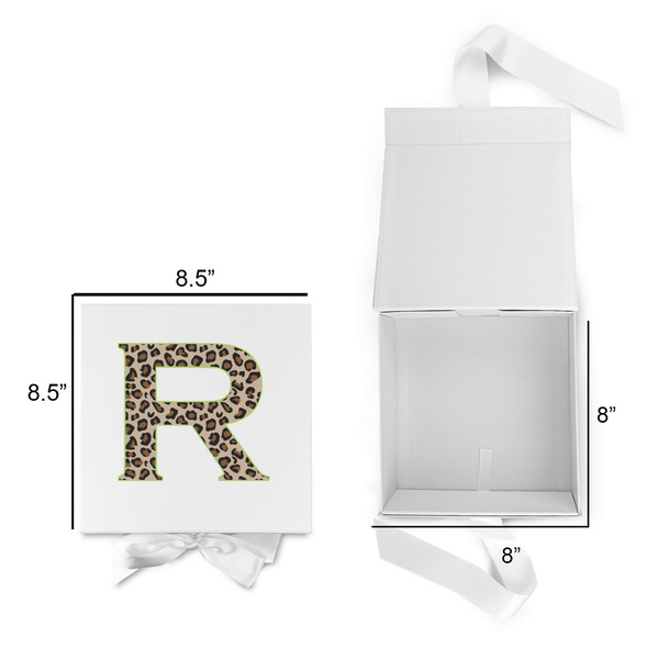 Granite Leopard Gift Boxes with Magnetic Lid - White - Open & Closed