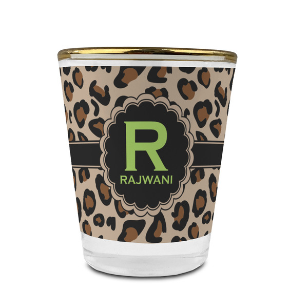 Granite Leopard Glass Shot Glass - With gold rim - FRONT