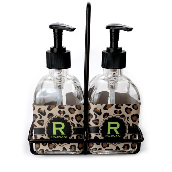 Custom Granite Leopard Glass Soap & Lotion Bottle Set (Personalized)