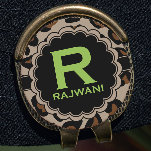 Granite Leopard Golf Ball Marker Hat Clip - Gold - Close Up