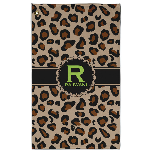 Custom Granite Leopard Golf Towel - Poly-Cotton Blend - Large w/ Name and Initial