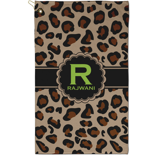 Custom Granite Leopard Golf Towel - Poly-Cotton Blend - Small w/ Name and Initial