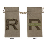 Granite Leopard Large Burlap Gift Bag - Front & Back (Personalized)