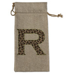 Granite Leopard Large Burlap Gift Bag - Front (Personalized)
