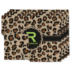 Granite Leopard Double-Sided Linen Placemat - Set of 4 w/ Name and Initial