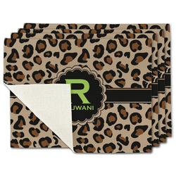 Granite Leopard Single-Sided Linen Placemat - Set of 4 w/ Name and Initial