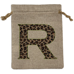 Granite Leopard Medium Burlap Gift Bag - Front (Personalized)