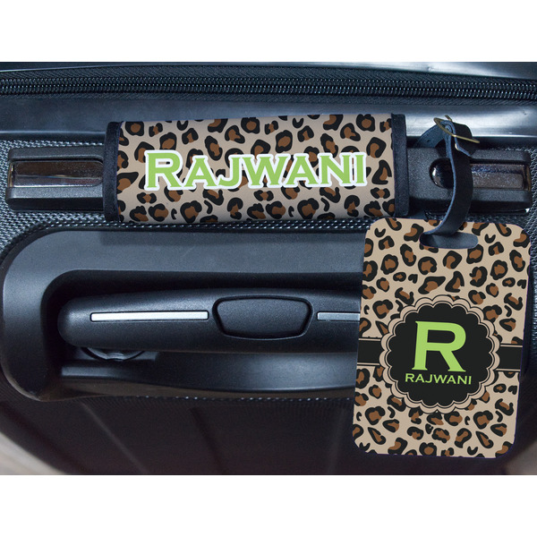 Granite Leopard Metal Luggage Tag & Handle Wrap - In Context