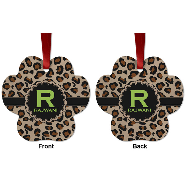 Granite Leopard Metal Paw Ornament - Front and Back