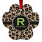 Granite Leopard Metal Paw Ornament - Double Sided w/ Name and Initial