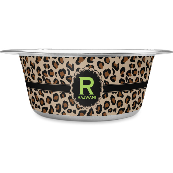 Custom Granite Leopard Stainless Steel Dog Bowl - Large (Personalized)