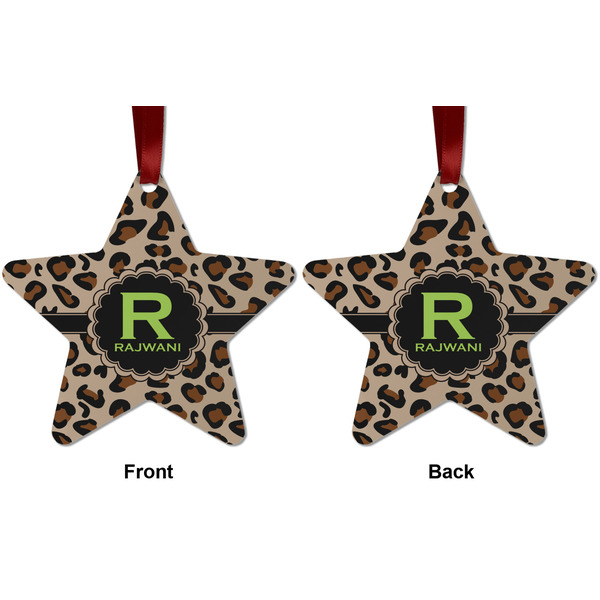 Granite Leopard Metal Star Ornament - Front and Back