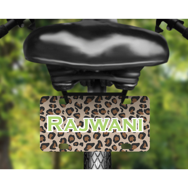Granite Leopard Mini License Plate on Bicycle