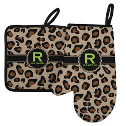 Granite Leopard Left Oven Mitt & Pot Holder Set w/ Name and Initial