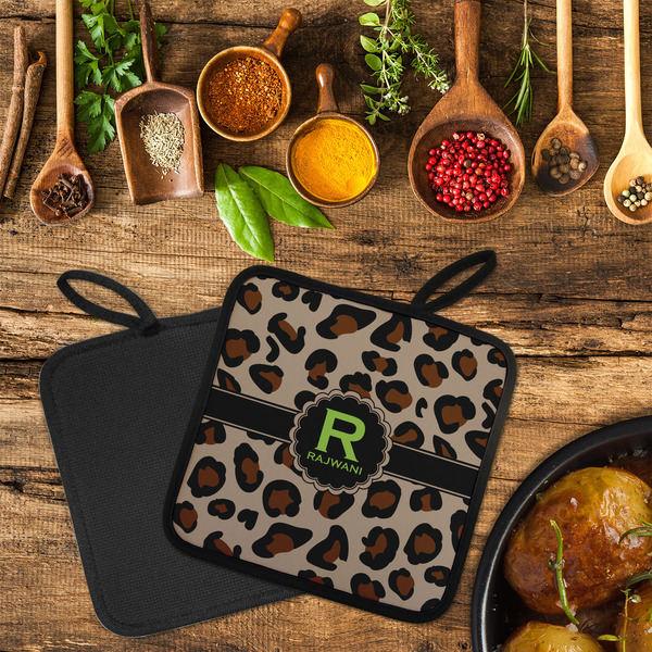Granite Leopard Neoprene Pot Holder - Set of 2  LIFESTYLE (Flatlay)