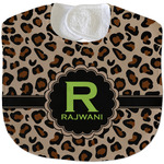 Granite Leopard Velour Baby Bib w/ Name and Initial