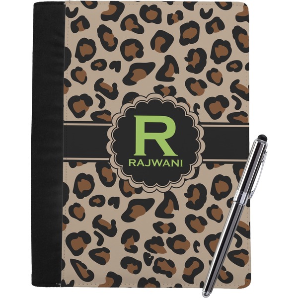 Custom Granite Leopard Notebook Padfolio - Large w/ Name and Initial