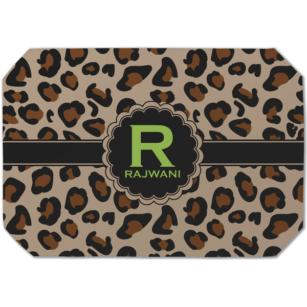 Custom Granite Leopard Dining Table Mat - Octagon (Single-Sided) w/ Name and Initial