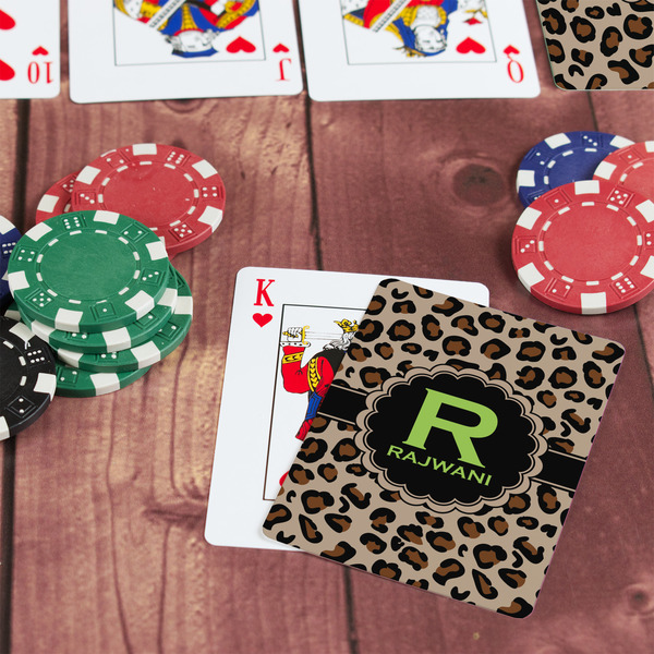 Granite Leopard On Table with Poker Chips