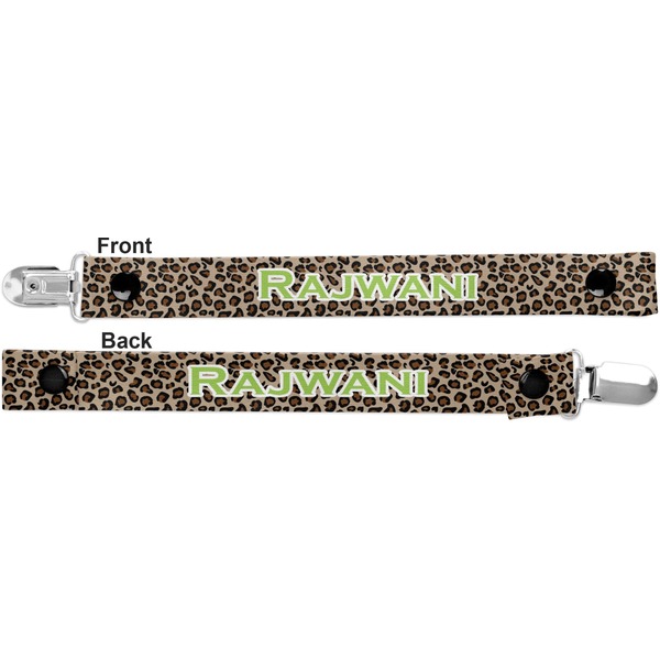 Granite Leopard Pacifier Clip - Front and Back