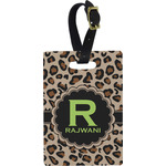 Granite Leopard Plastic Luggage Tag - Rectangular w/ Name and Initial