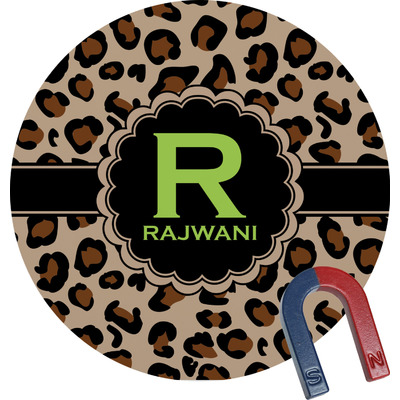 Granite Leopard Round Fridge Magnet (Personalized)