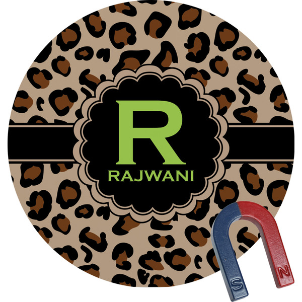 Custom Granite Leopard Round Fridge Magnet (Personalized)