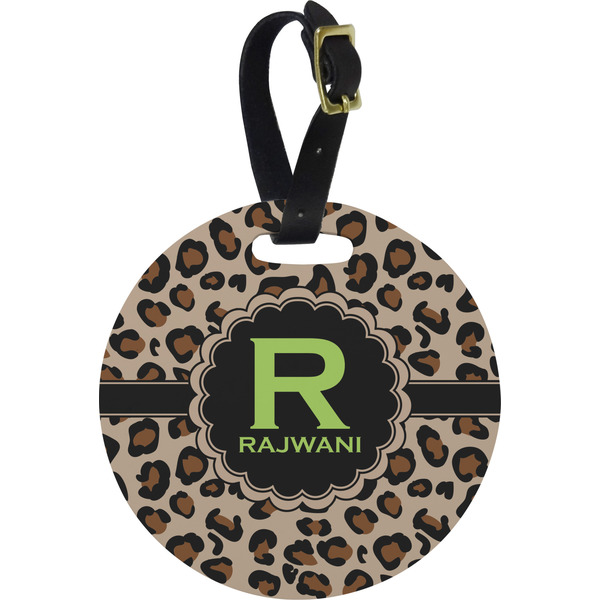 Custom Granite Leopard Plastic Luggage Tag - Round (Personalized)