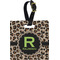 Granite Leopard Plastic Luggage Tag - Square w/ Name and Initial