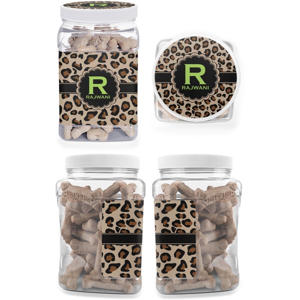 Granite Leopard Pet Treat Jar - Multiple Angles