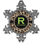 Granite Leopard Vintage Snowflake Ornament (Personalized)
