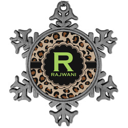 Granite Leopard Vintage Snowflake Ornament (Personalized)