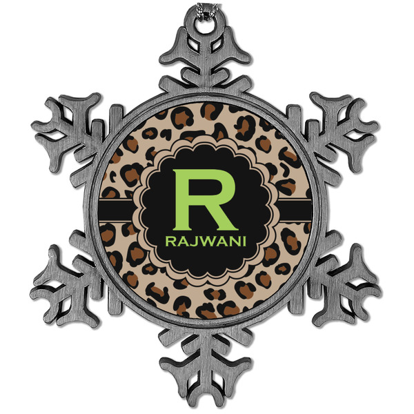 Custom Granite Leopard Vintage Snowflake Ornament (Personalized)
