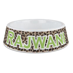 Granite Leopard Plastic Dog Bowl - Large (Personalized)