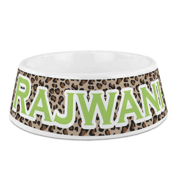 Custom Granite Leopard Plastic Dog Bowl (Personalized)