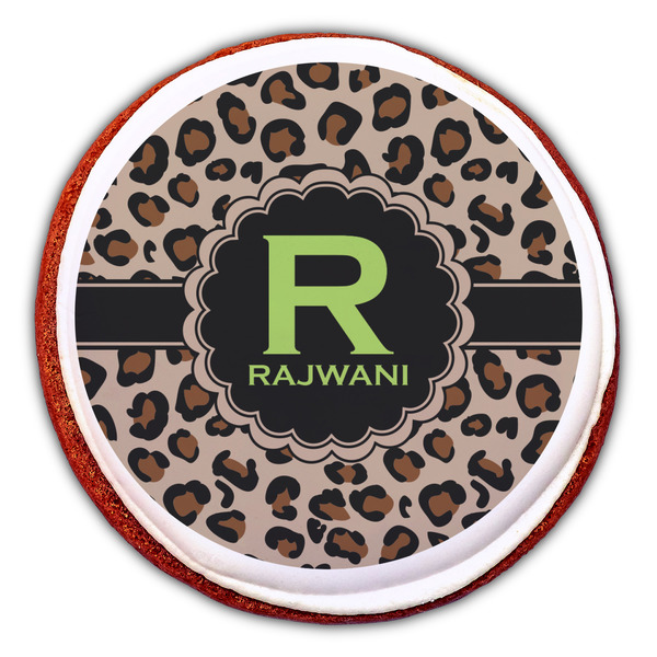 Granite Leopard Printed Icing Circle - Large - On Cookie