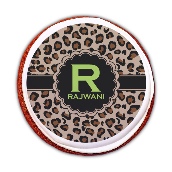 Granite Leopard Printed Icing Circle - Medium - On Cookie