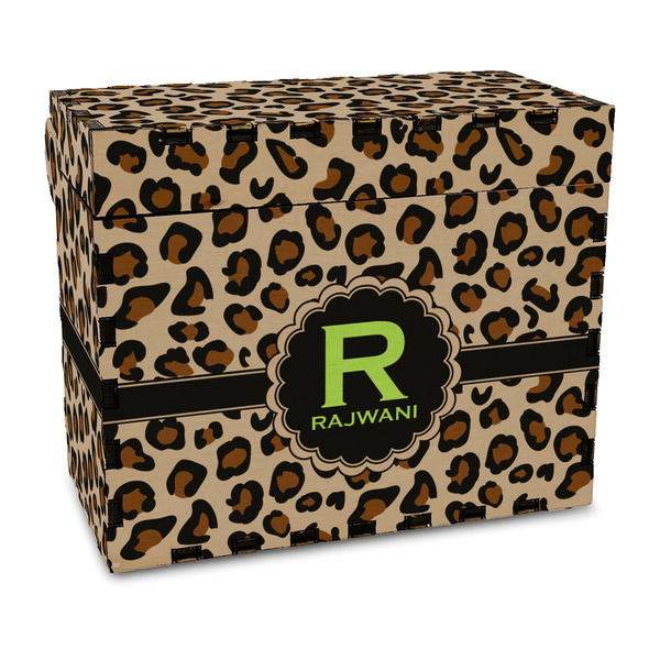 Custom Granite Leopard Wood Recipe Box - Full Color Print (Personalized)