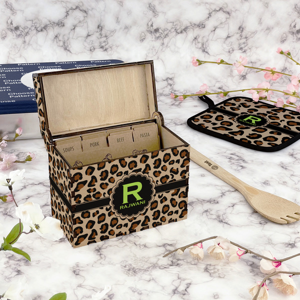 Granite Leopard Recipe Box - Full Color - In Context