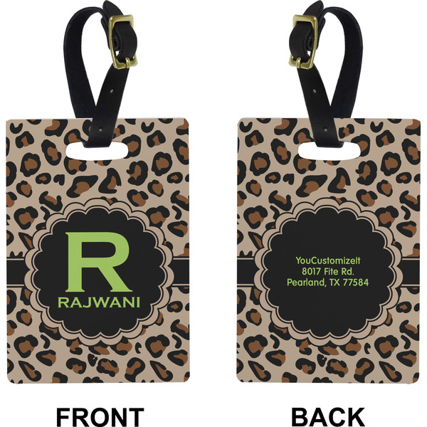 Granite Leopard Rectangle Luggage Tag (Front + Back)