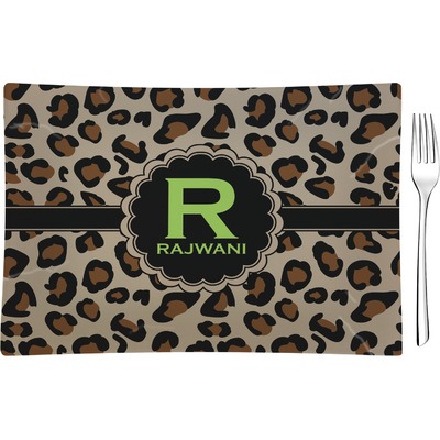 Granite Leopard Rectangular Glass Appetizer / Dessert Plate - Single or Set (Personalized)