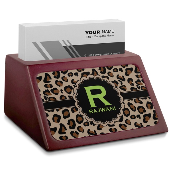 Custom Granite Leopard Red Mahogany Business Card Holder (Personalized)