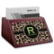 Granite Leopard Red Mahogany Business Card Holder - Angle