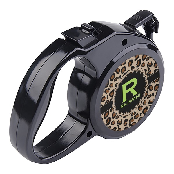 Granite Leopard Retractable Dog Leash - Angle