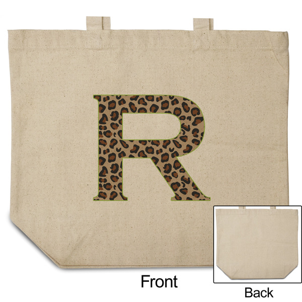 Granite Leopard Reusable Cotton Grocery Bag - Front & Back View