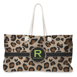 Granite Leopard Large Tote Bag with Rope Handles (Personalized)