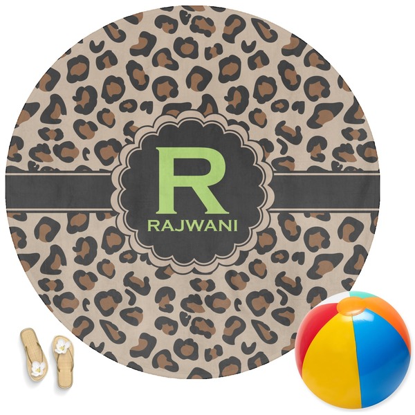 Custom Granite Leopard Round Beach Towel (Personalized)