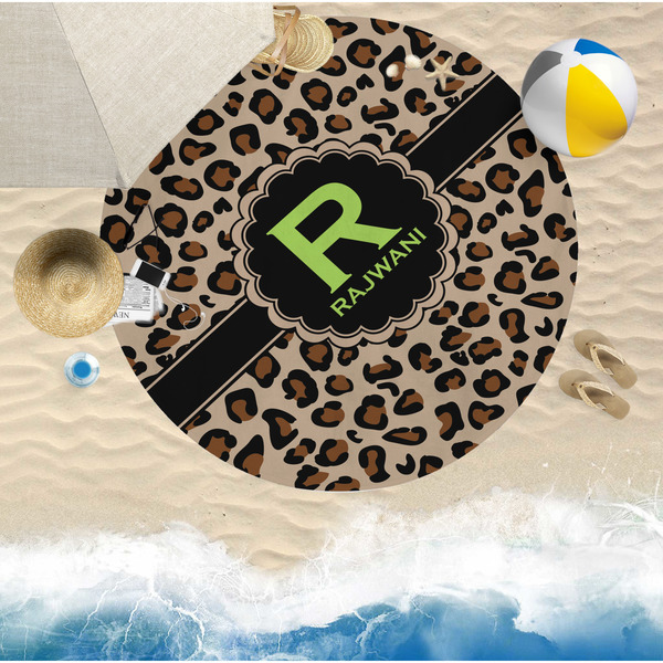 Granite Leopard Round Beach Towel Lifestyle