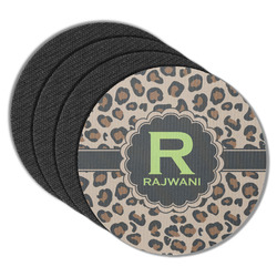 Granite Leopard Round Rubber Backed Coasters - Set of 4 (Personalized)