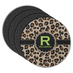 Granite Leopard Round Rubber Backed Coasters - Set of 4 (Personalized)